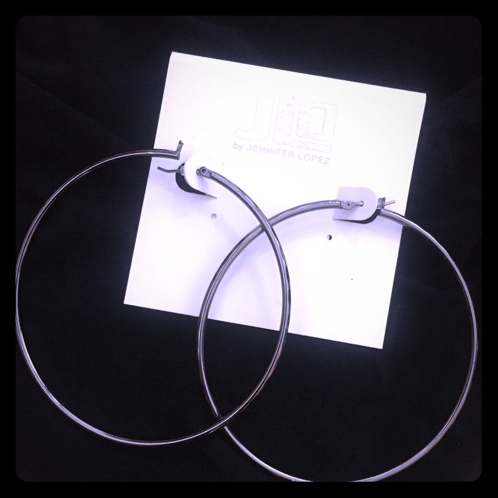 Chrome colored hoop earrings